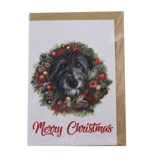 Lana Mathieson - Deerhound Christmas Card - The Christmas Wreath